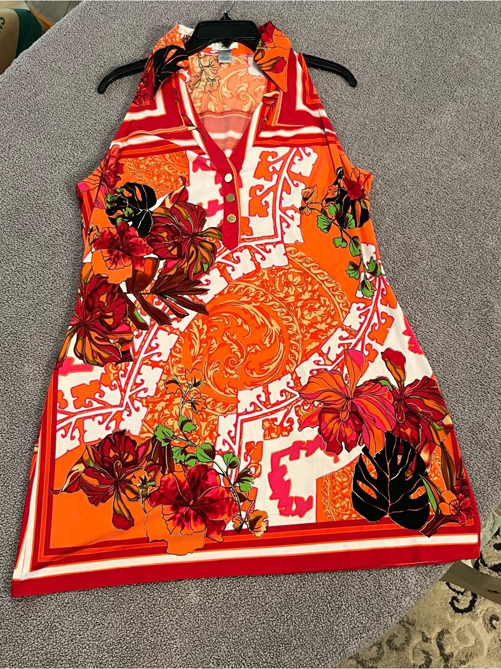 Cache Orange Floral Paisley Sleeveless Dress